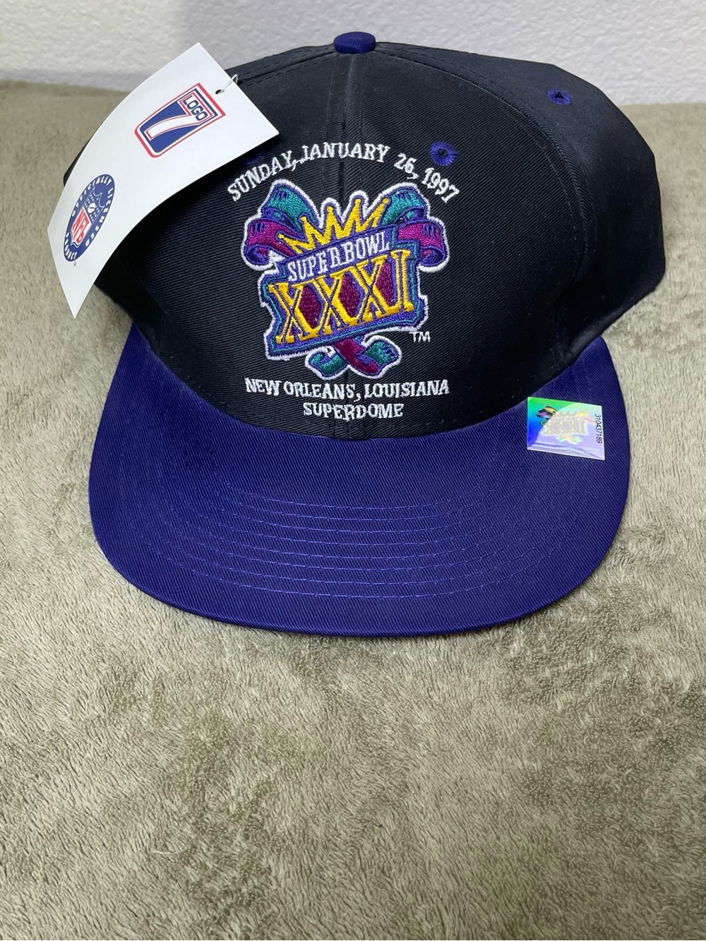 Vintage 1997 Super Bowl XXXI Hat Snapback NWT Logo 7 New Orleans NFL Packers Win